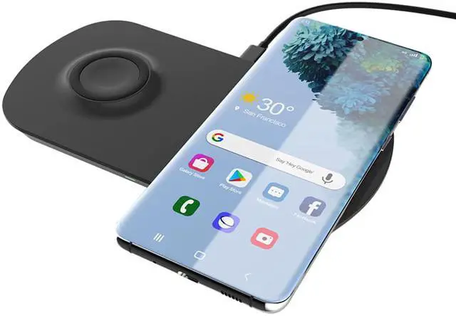 Alt view image 5 of 7 - 2 In 1 Fast Wireless Charging Station Pad Wireless Charger Compatible with Samsung Watch