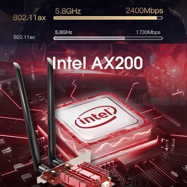 Alt view image 6 of 7 - 3000Mbps WiFi 6 Networkd Card PCI-E AXG200 Wireless WiFi Adapter 2.4+5G Dualband WIFI Adapter