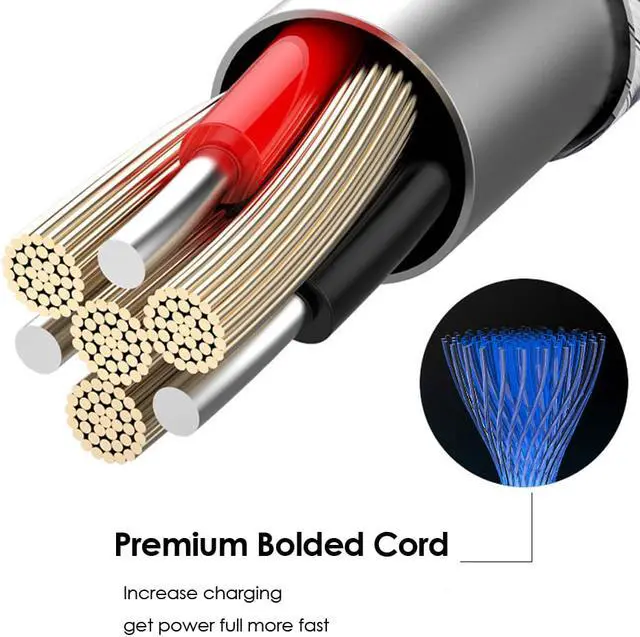 Alt view image 3 of 6 - 4ft 5A Multi USB Charging Cable Nylon 3 in 1 Fast Charger Cord Universal Charger Cord Type C Micro USB Connector Compatible with Cell Phone Tablets