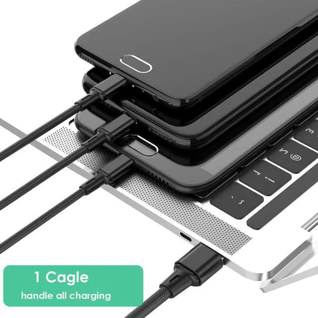 Alt view image 6 of 6 - 4ft 5A Multi USB Charging Cable Nylon 3 in 1 Fast Charger Cord Universal Charger Cord Type C Micro USB Connector Compatible with Cell Phone Tablets