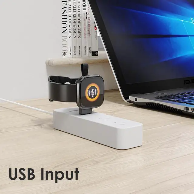 Alt view image 3 of 7 - USB Charger for Fitbit Versa 3/Ftbit Sense Black Color Light Weight Travel Cordless Smartwatch Charger