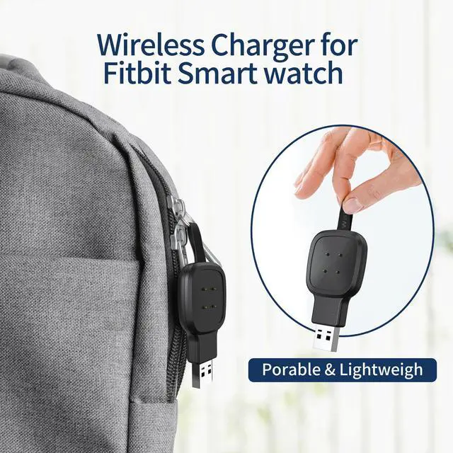 Alt view image 4 of 7 - USB Charger for Fitbit Versa 3/Ftbit Sense Black Color Light Weight Travel Cordless Smartwatch Charger