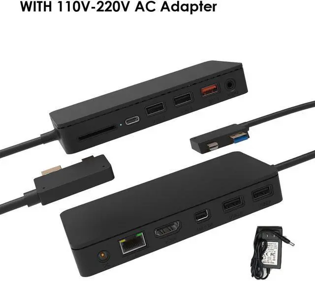 Alt view image 4 of 6 - DIDA Docking Station for Surface Pro 6 5 4 3 11 in 1 USB HUB with USB 3.0 QC3.0 HDMI-Compatible Type C Data SD Reader 3.5mm Jack Headphone LAN Port DC Power Adapter