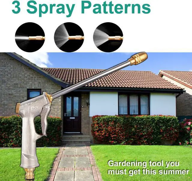 Alt view image 2 of 7 - DIDA Garden Hose Nozzle Heavy Duty, High Pressure Hose Sprayer, Standard Spray Nozzle for Hose with 4 Watering Patterns, Nozzle for Garden, Plants, Patio, Lawn, Car Washing