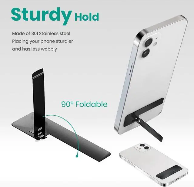 Alt view image 4 of 7 - 2 Packs Ultra Thin Kickstand for Cell Phone Black