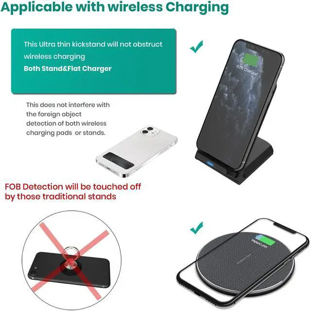 Alt view image 5 of 7 - 2 Packs Ultra Thin Kickstand for Cell Phone Black