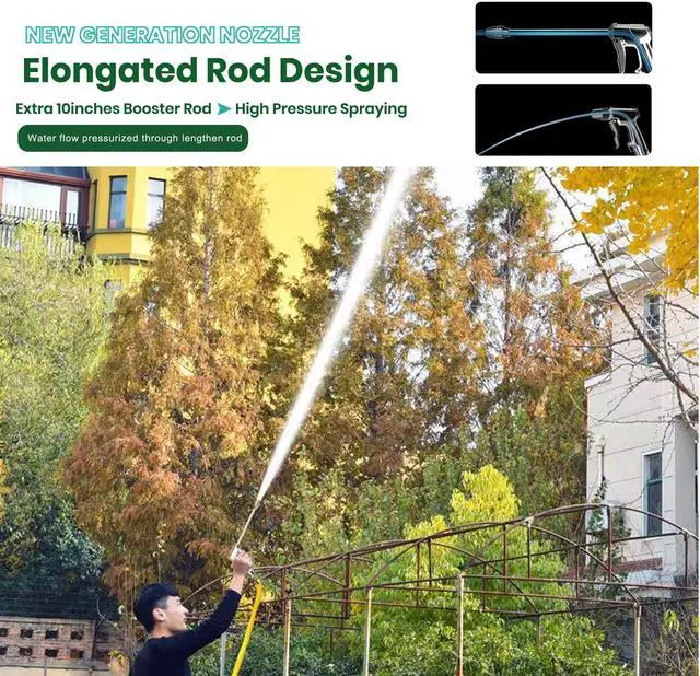 Alt view image 2 of 5 - Garden Hose Nozzle, High Pressure Water Hose Nozzle Sprayer Head,fits 3/4 Garden Hose Thread,for Lawn & Garden,Washing Cars,Watering Garden,Cleaning,Showering Dogs&Pets