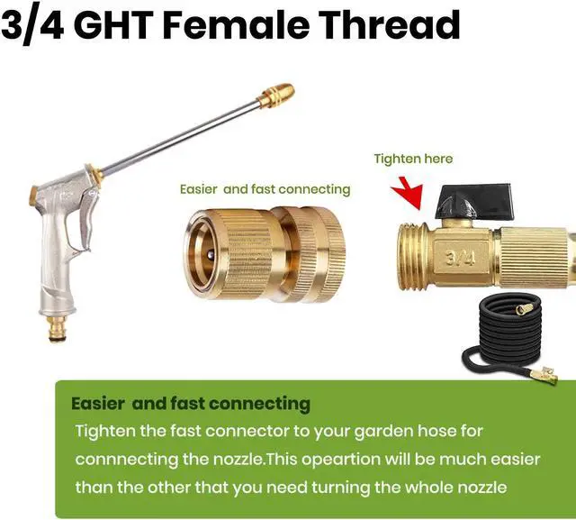 Alt view image 5 of 5 - Garden Hose Nozzle, High Pressure Water Hose Nozzle Sprayer Head,fits 3/4 Garden Hose Thread,for Lawn & Garden,Washing Cars,Watering Garden,Cleaning,Showering Dogs&Pets