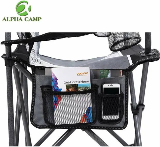Alt view image 7 of 7 - Portable Folding oversize  Camping Chair Support 330 LBS Padded Thicken Arm Chair with Cup Holder and Carry Bag for Camp, Fishing, Hiking