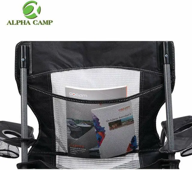 Alt view image 2 of 7 - Portable Folding oversize  Camping Chair Support 330 LBS Padded Thicken Arm Chair with Cup Holder and Carry Bag for Camp, Fishing, Hiking