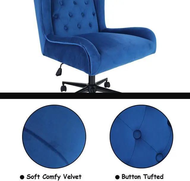 Alt view image 6 of 7 - Home Office Chair Morden Tufted Velvet Living Room Computer Desk Chair Ergonomic Swivel Office Chair Accent Adjustable Mid-Back Executive Task Chair With Armrest Supports 300lbs