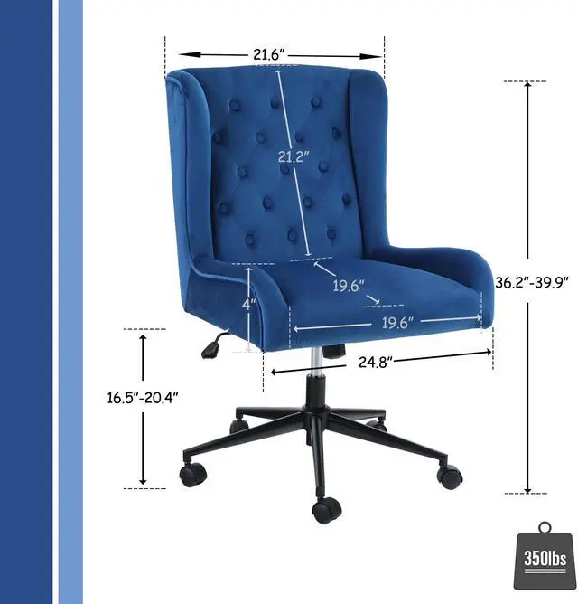 Alt view image 7 of 7 - Home Office Chair Morden Tufted Velvet Living Room Computer Desk Chair Ergonomic Swivel Office Chair Accent Adjustable Mid-Back Executive Task Chair With Armrest Supports 300lbs