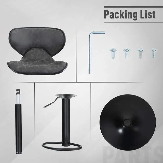 Alt view image 5 of 7 - Bar Stools Set of 2,Adjustable Counter Height Bar Stools with Footrest and Modern Back for Living Room,and Kitchen,PU Leather,350 lbs Capacity