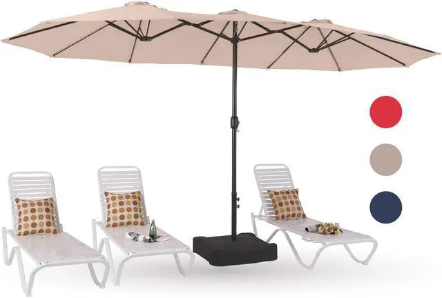 Alt view image 3 of 7 - 15ft Patio Umbrella Double-Sided Outdoor Market Extra Large Umbrella with Crank, Umbrella Base Included
