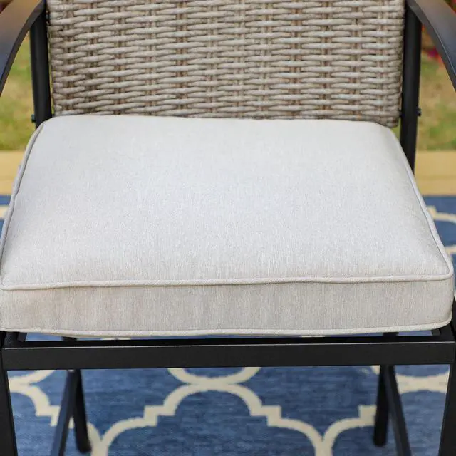 Alt view image 5 of 7 - 2 Pieces Metal Outdoor Bar Stools with Cushions for Patio, Garden, Yard, Poolside Rattan Seat Back