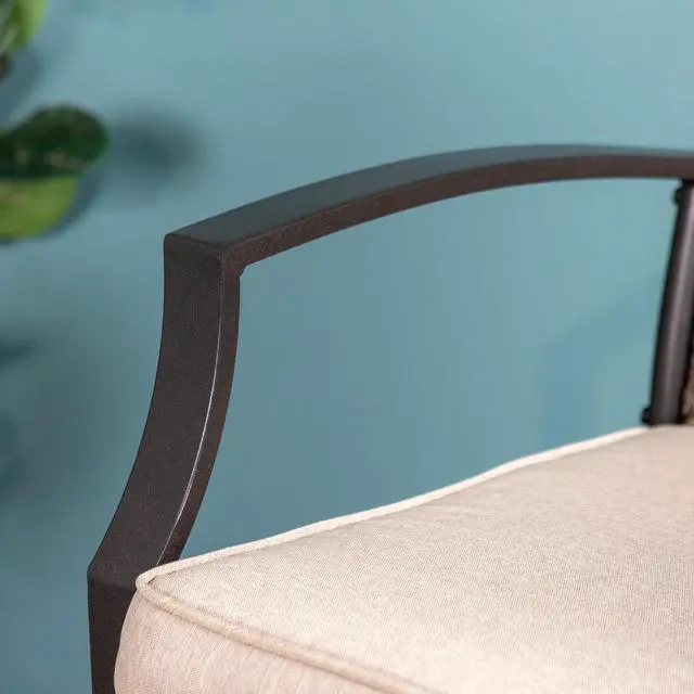 Alt view image 6 of 7 - 2 Pieces Metal Outdoor Bar Stools with Cushions for Patio, Garden, Yard, Poolside Rattan Seat Back