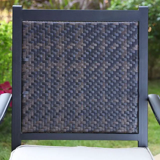 Alt view image 5 of 6 - Patio Dining Chairs PE Rattan Swivel Armchairs with Cushions Set of 2