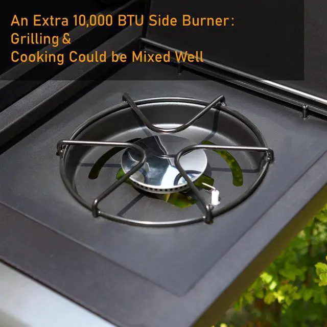 Alt view image 4 of 7 - Captiva Design Gas Grills Larger 4-Burner Gas Grills Stainless Steel Cabinet Style Propane Grills with Side Burner