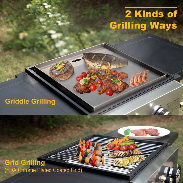 Captiva Designs 2-Burner Propane Gas Flat Top Griddle Grill, 171 sq.in  Cooking Area Outdoor BBQ Grill for a Small Family, 20,000 BTU Output