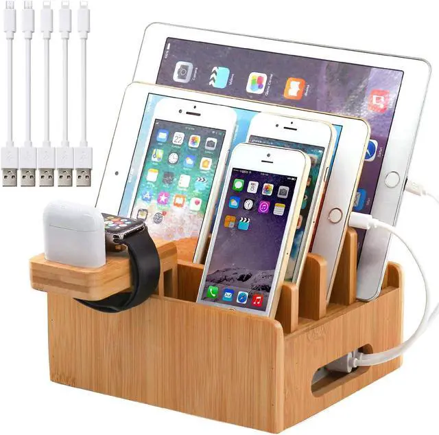 Main image of Pezin & Hulin Charger Dock Stand,Multiple Devices Station Organizer for Cell Phones, Tablet, AirPods, iWatch , Stand.(Includes 5 Cables BUT NO Charger HUB)