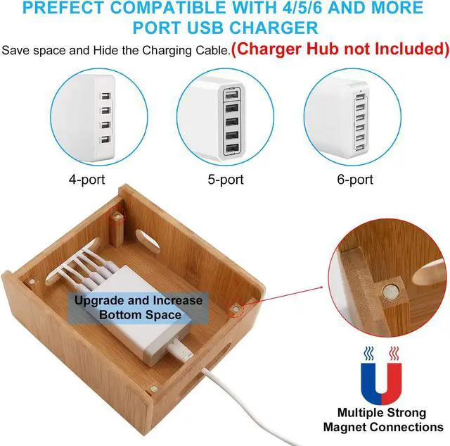 Alt view image 5 of 8 - Pezin & Hulin Charger Dock Stand,Multiple Devices Station Organizer for Cell Phones, Tablet, AirPods, iWatch , Stand.(Includes 5 Cables BUT NO Charger HUB)