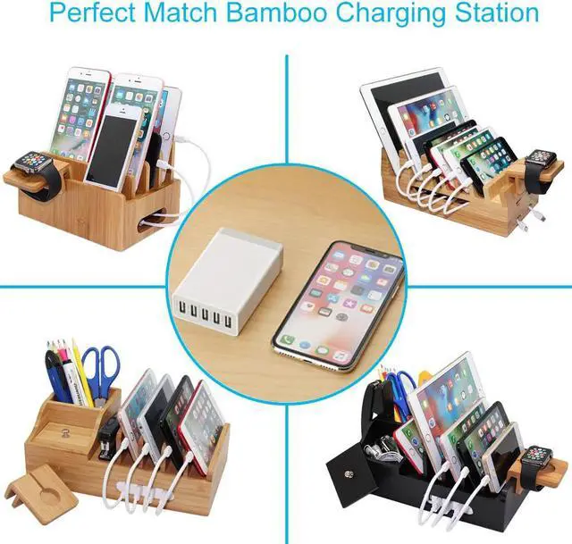 Alt view image 2 of 8 - Pezin & Hulin USB Wall Charger, 5 Ports USB Charger HUB for Phones, Smartphones and Tablets, Multi USB Charger Station, Fast Charging (White)