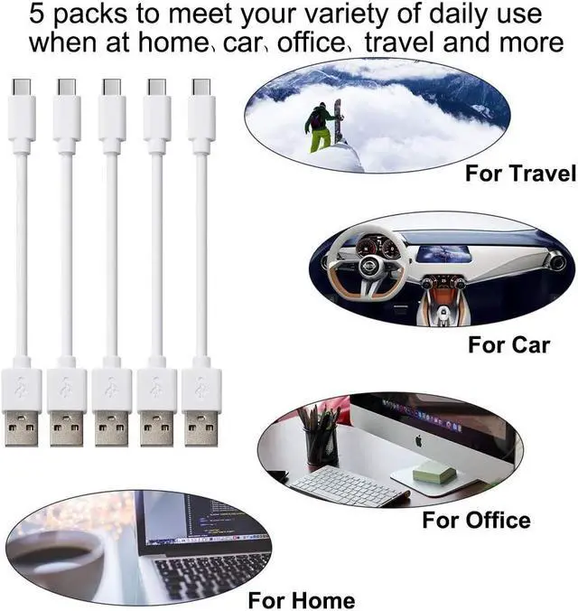 Alt view image 3 of 7 - Pezin & Hulin Ultra Short USB Cable,USB Type C Cable Fast Charge Cable Compatible with New MacBook, Samsung Galaxy Note 9 8, S10 S9, Nexus 5X/6P, Pixel 3XL and More(1FT 5 Pack)