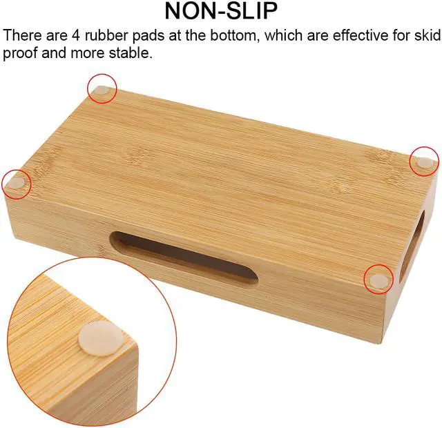 Alt view image 5 of 7 - Pezin & Hulin Bamboo Charging Station with Watch Stand,5 Cables. Wood Docking Stand Electronic Organizer for Multiple Devices.(No Charger HUB)
