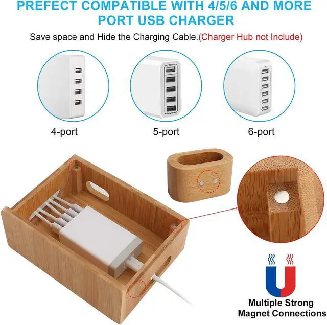Alt view image 3 of 7 - Pezin & Hulin Charging Stand, Charger Dock Station ,Electronic Device Desktop Organizer for Cell Phone, Tablet, AirPods, iWatch .(Includes 5 Port USB Charger, 5 Cables, Watch & headset Stand)