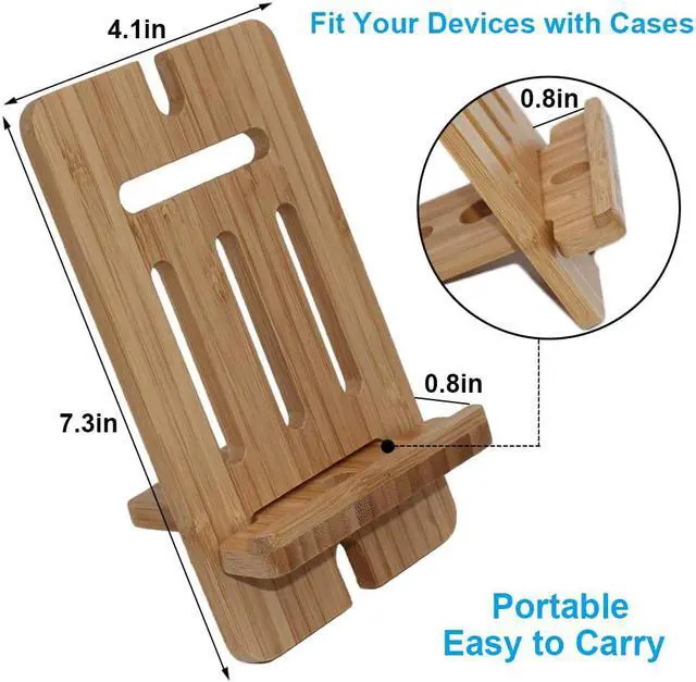 Alt view image 2 of 7 - Pezin & Hulin Bamboo Cell Phone Tablet Stand,Wooden Smart Phone Desktop Charging Dock Holder Compatible with Pad, Phone 12 , All iOS & Android Phone, Tablet - 1 Pack.