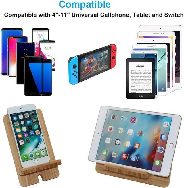 Alt view image 7 of 7 - Pezin & Hulin Bamboo Cell Phone Tablet Stand,Wooden Smart Phone Desktop Charging Dock Holder Compatible with Pad, Phone 12 , All iOS & Android Phone, Tablet - 1 Pack.