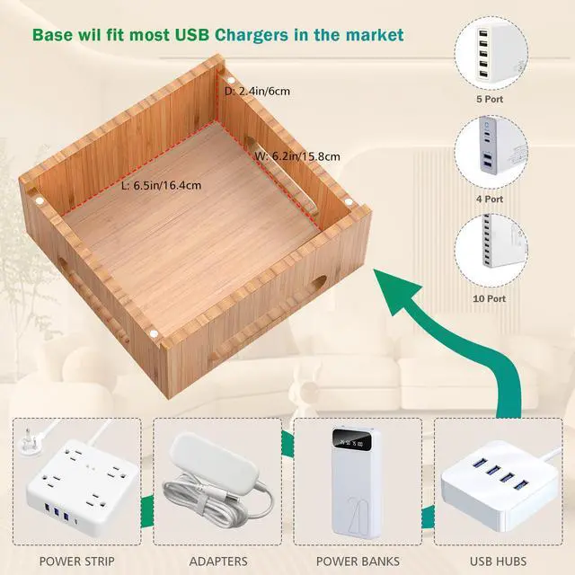 Alt view image 5 of 7 - Pezin & Hulin USB Charger Station for Multiple Devices,with Power Charger HUB and Short Cables, for Phones and Smart Watch