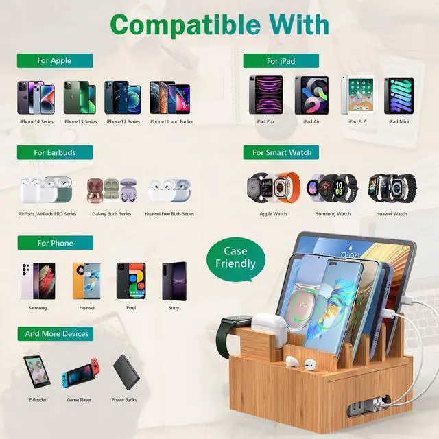 Alt view image 7 of 7 - Pezin & Hulin USB Charger Station for Multiple Devices,with Power Charger HUB and Short Cables, for Phones and Smart Watch
