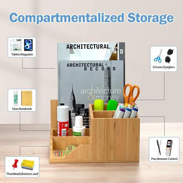 Alt view image 3 of 7 - Pezin & Hulin Desk Organizer Storage Box, Office Supplies Pencil Stationery Caddy, Desktop Organizer Pen Holder, Storage Box for Bedroom Living Room and Home Office
