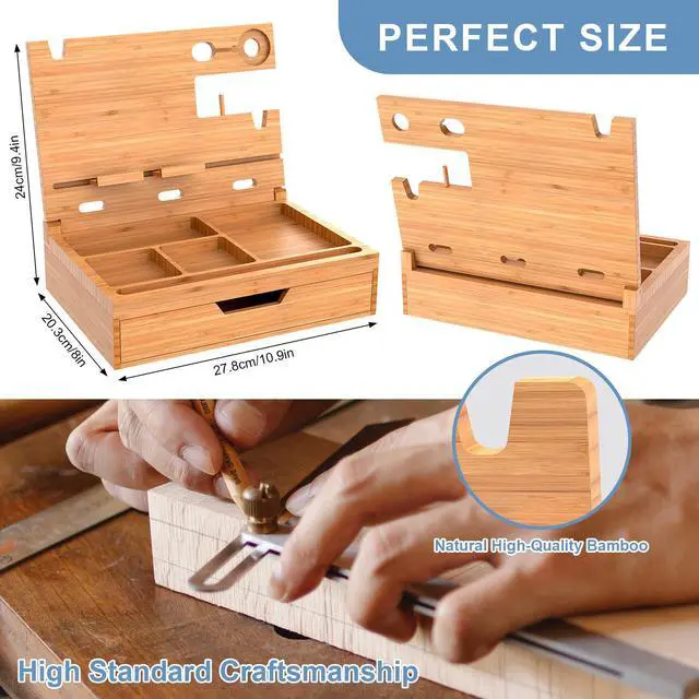 Alt view image 7 of 7 - Pezin & Hulin Desktop Storage Organizer, Desktop Organizer Office Storage Rack with Drawer, Display Shelf Rack, Office Supplies Desk Organizer