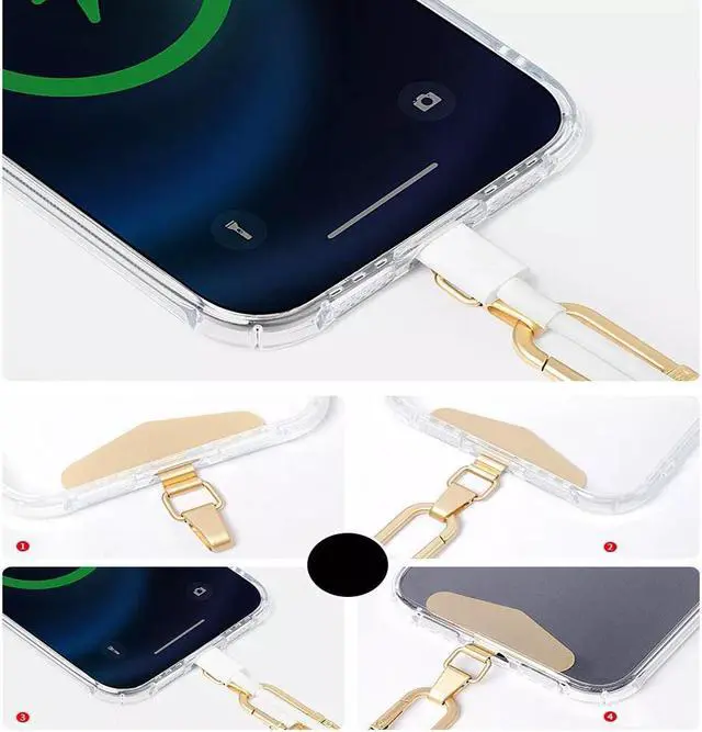 Alt view image 6 of 6 - Pezin & Hulin 2Pack Anti-lost Mobile Phone Lanyard Stainless Steel Patch Anti-lost Fixed Card Shell Connection Pendant Hole Clip(Without Lanyard) Black