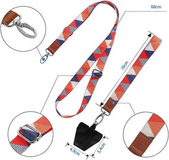 Alt view image 4 of 6 - Pezin & Hulin 138cm Adjustable Mobile Phone Lanyard, Diagonal Neck Hanging, Anti-lost Fixed Clip Patch, Widened Wrist Rope leopard print