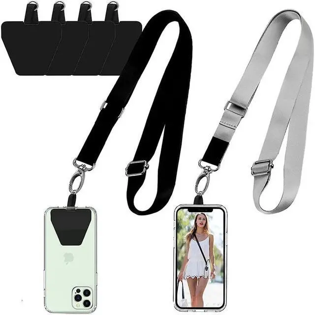 Alt view image 2 of 6 - Pezin & Hulin 138cm Adjustable Mobile Phone Lanyard, Diagonal Neck Hanging, Anti-lost Fixed Clip Patch, Widened Wrist Rope leopard print