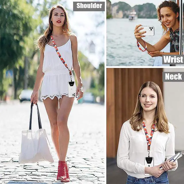 Alt view image 6 of 6 - Pezin & Hulin 138cm Adjustable Mobile Phone Lanyard, Diagonal Neck Hanging, Anti-lost Fixed Clip Patch, Widened Wrist Rope leopard print