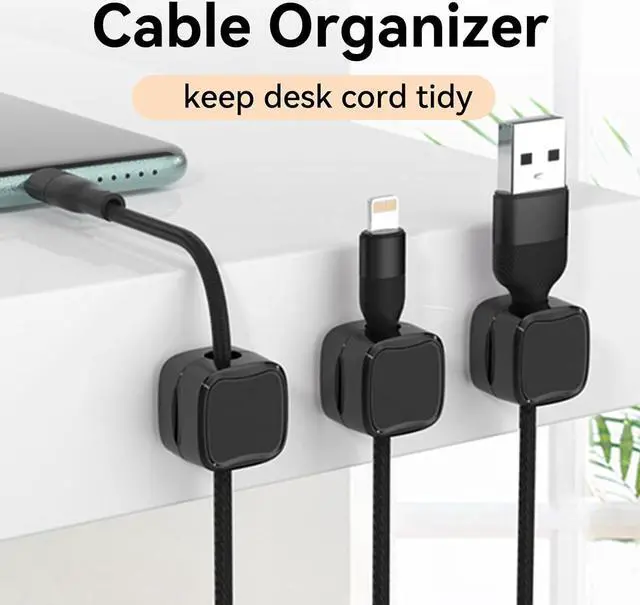 Alt view image 2 of 7 - Pezin & Hulin Magnetic Cable Clips, 6 Pack of Magnetic Cable Holder Cord Organizer Phone Charging Cable Clip Cable Management Cover for Home Office Car
