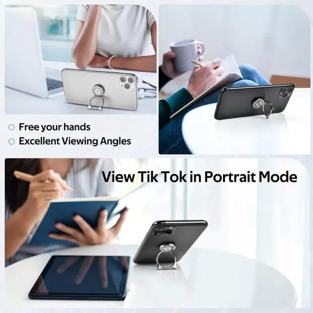 Alt view image 3 of 7 - Pezin & Hulin 2PCS Cell Phone Ring Holder Ultra-Thin Cute Cat Metal Finger Grip 360° Rotation 180° Flip Kickstand for Smart Phones & Tablets Rose Gold