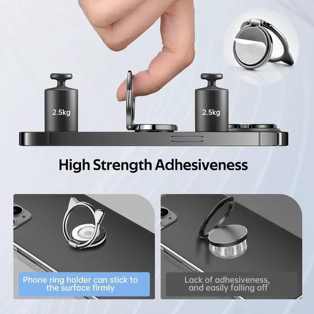 Alt view image 5 of 7 - Pezin & Hulin 2PCS Cell Phone Ring Holder Ultra-Thin Cute Cat Metal Finger Grip 360° Rotation 180° Flip Kickstand for Smart Phones & Tablets Rose Gold