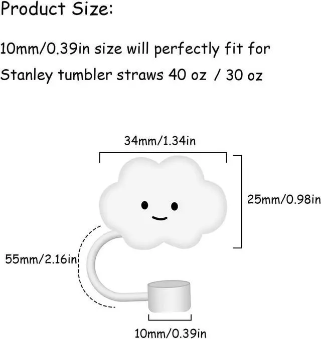 Alt view image 7 of 7 - Pezin & Hulin Cute Strawberry Straw Covers For Stanley Tumbler Cups Accessories Kawaii Silicone Straw Toppers Protector Cap For 10mm Straws, 5PACK