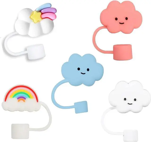 Alt view image 2 of 7 - Pezin & Hulin Cute Strawberry Straw Covers For Stanley Tumbler Cups Accessories Kawaii Silicone Straw Toppers Protector Cap For 10mm Straws, 5PACK