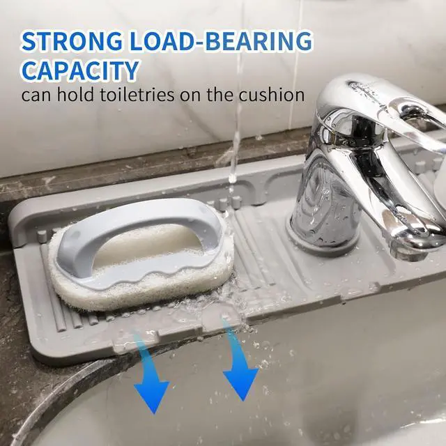 Alt view image 3 of 7 - Pezin & Hulin Kitchen Sink Splash Guard Silicone Faucet Drain Pad Drip Catcher Tray Slip Mat (16.1" x 4.7"), Green