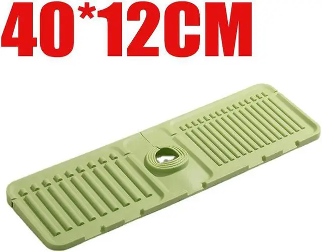 Alt view image 7 of 7 - Pezin & Hulin Kitchen Sink Splash Guard Silicone Faucet Drain Pad Drip Catcher Tray Slip Mat (16.1" x 4.7"), Green