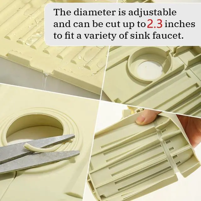 Alt view image 5 of 7 - Pezin & Hulin Kitchen Sink Splash Guard Silicone Faucet Drain Pad Drip Catcher Tray Slip Mat (16.1" x 4.7"), Yellow