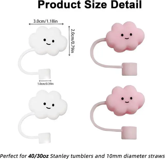 Alt view image 7 of 7 - Pezin & Hulin 10Pcs 10mm Straw Cover Cap, Reusable Silicone Straw Toppers Protector Cap for Stanley Tumbler Cup Travel Mug 30&40oz Accessories