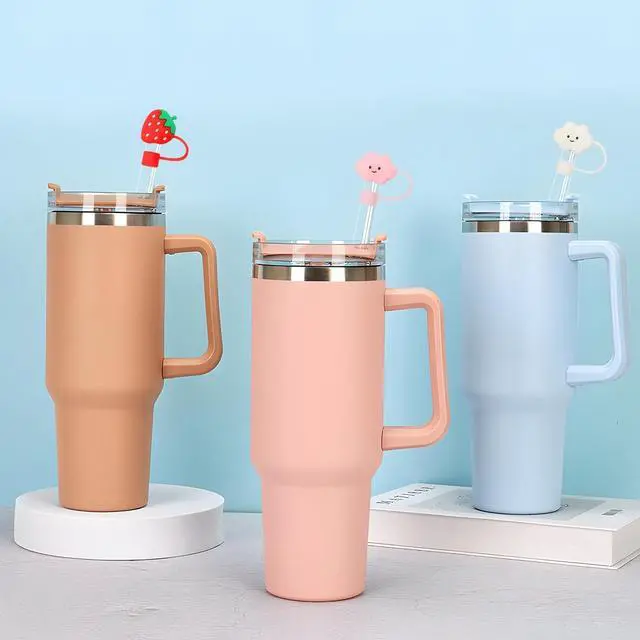 Alt view image 2 of 7 - Pezin & Hulin 10Pcs 10mm Straw Cover Cap, Reusable Silicone Straw Toppers Protector Cap for Stanley Tumbler Cup Travel Mug 30&40oz Accessories