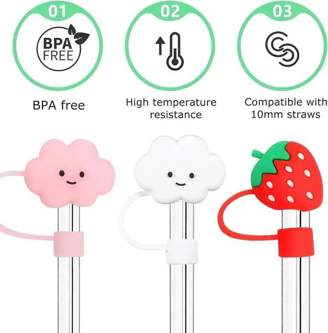 Alt view image 6 of 7 - Pezin & Hulin 10Pcs 10mm Straw Cover Cap, Reusable Silicone Straw Toppers Protector Cap for Stanley Tumbler Cup Travel Mug 30&40oz Accessories